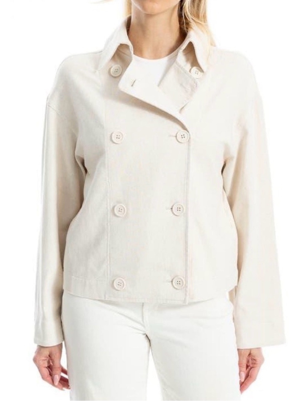 NWT Max Studio Linen Blend Double Breasted Jacket Ivory M